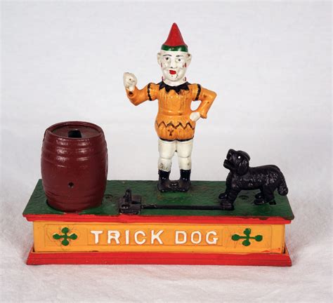 trick dog bank cast iron